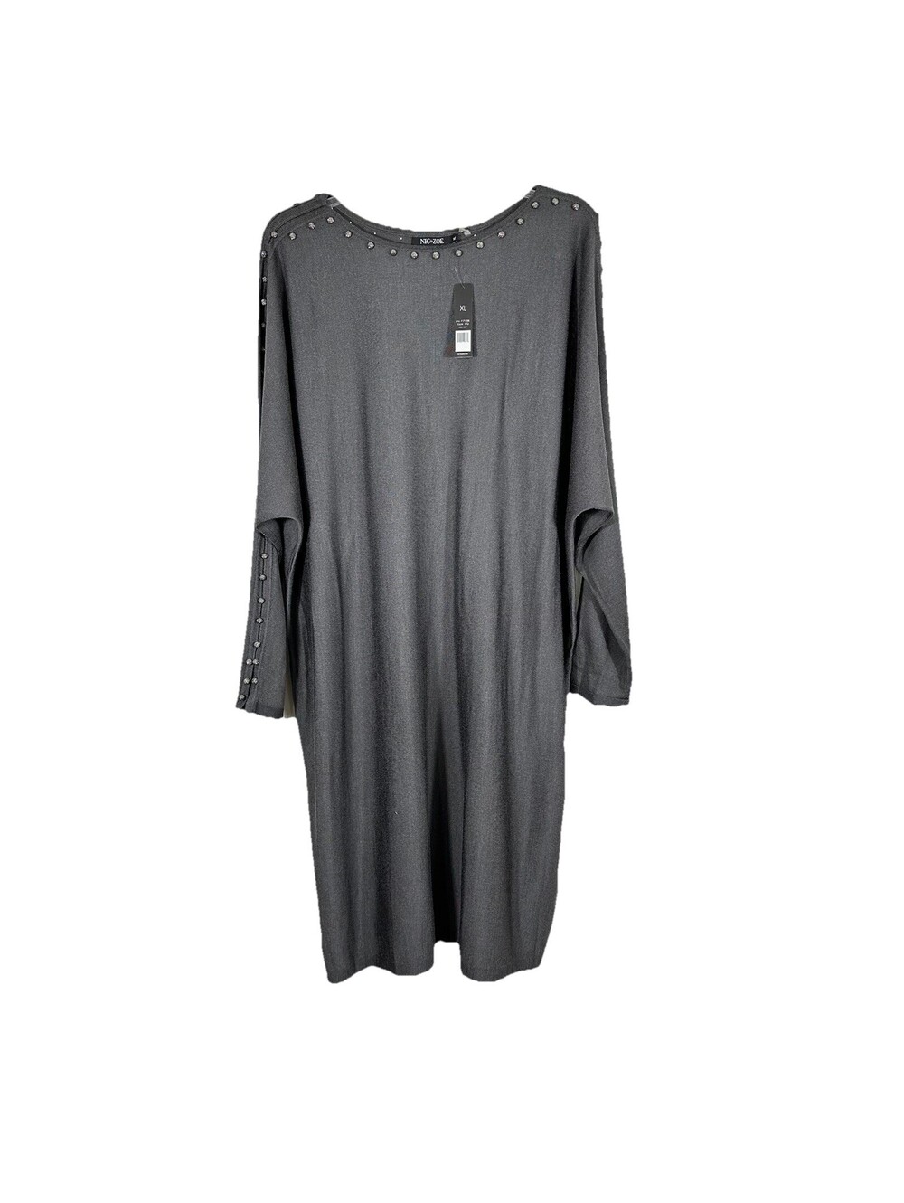 NIC+ZOE Women’s XL "Every Occasion" Studded Knit Dress In A Steel Grey Color NEW